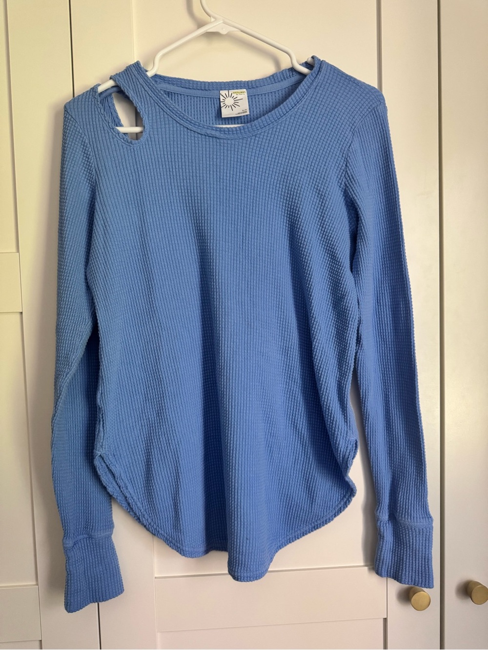 OFFLINE by Aerie Burst A Move Blue Waffle Knit Top Cutout Size S